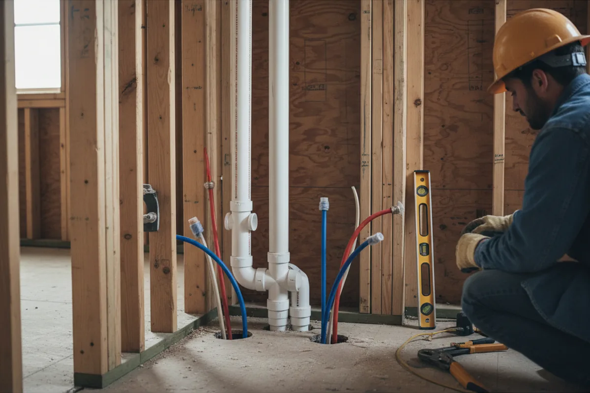 Drain and supply rough-in during Toilet Repair and Installation in Sunset Beach
